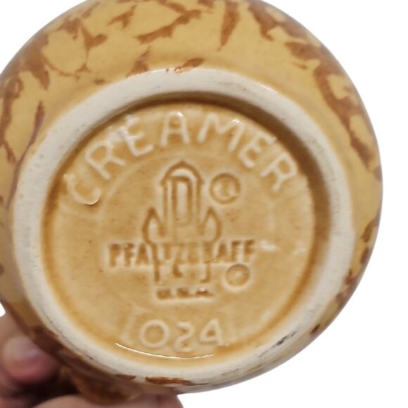 Vintage Pfaltzgraff USA Spongeware Gold Brown Creamer and Sugar Bowl w/Lid Set - Picture 8 of 14